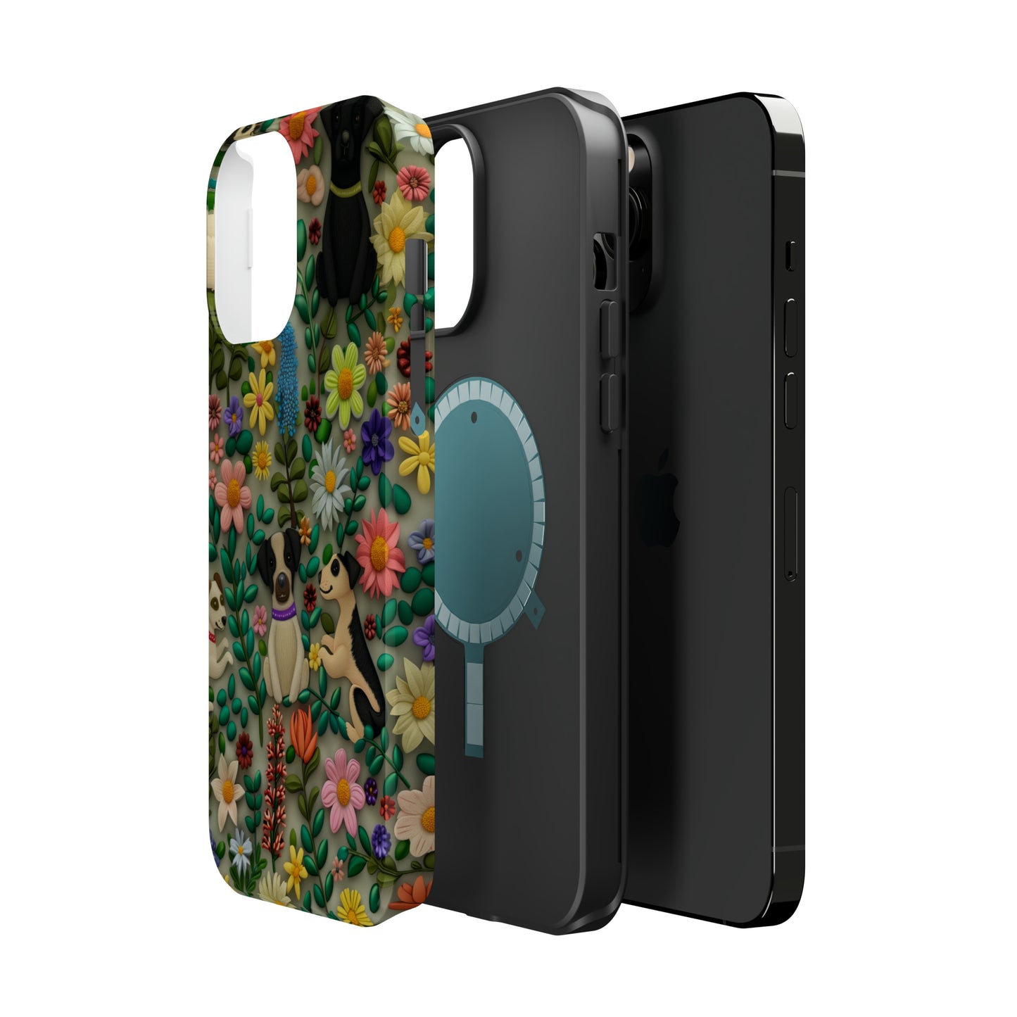 MagSafe Tough Case - Dogs and Flowers Whimsical Colorful Design Dog iPhone Case - Pets on Merch