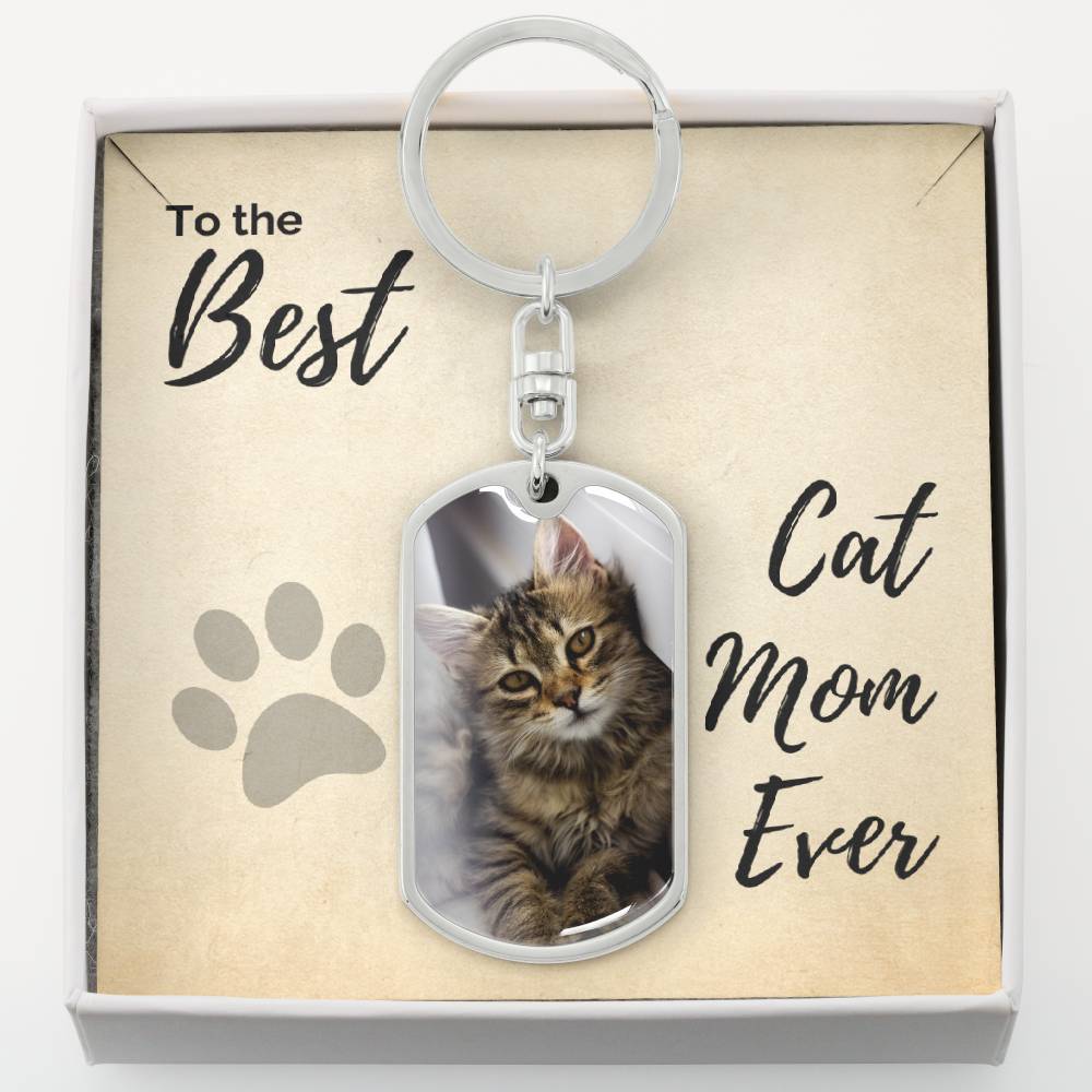 Cat mom keychain top