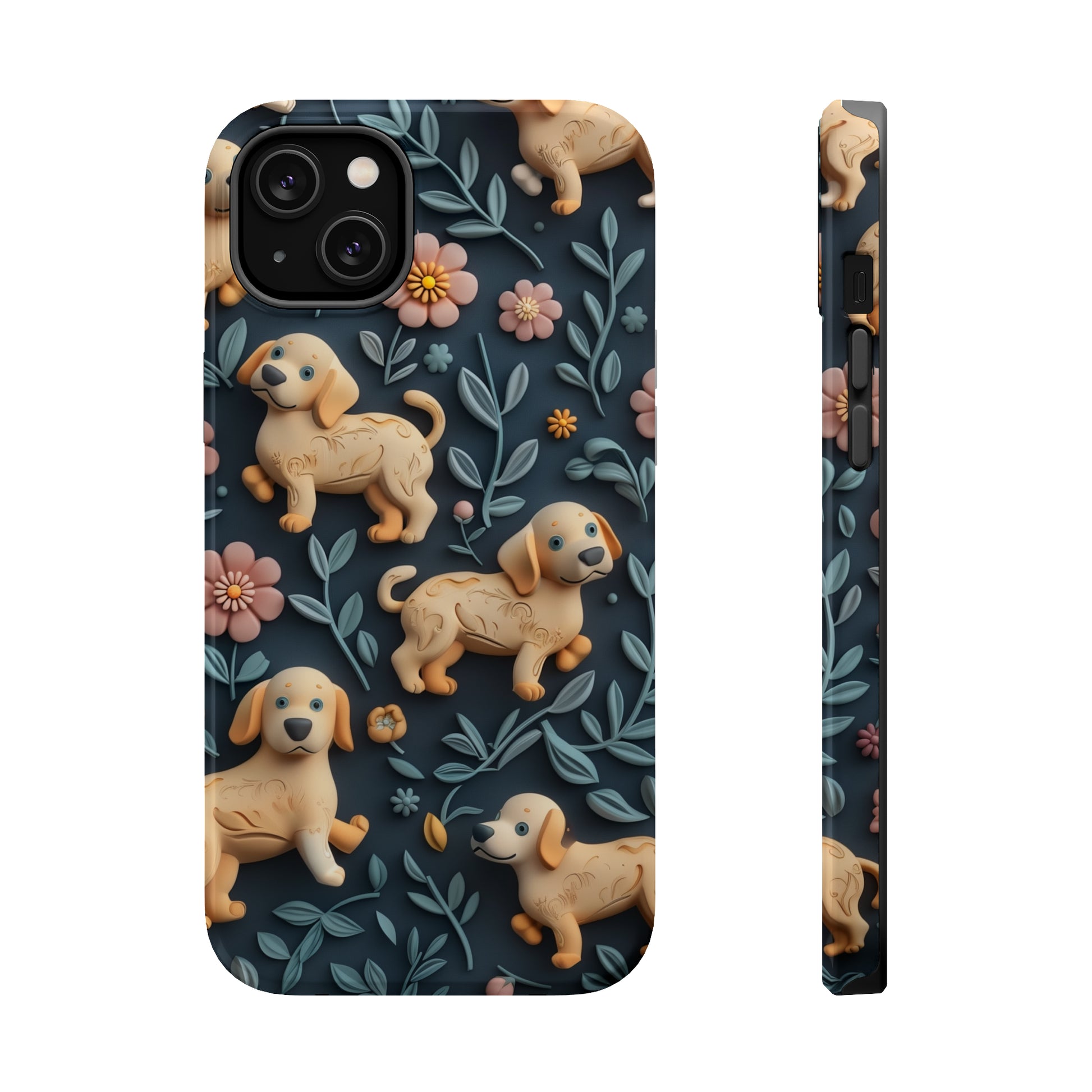 MagSafe Tough Case - Dogs and Plants 3D Clay Design Dog iPhone Case - Pets on Merch