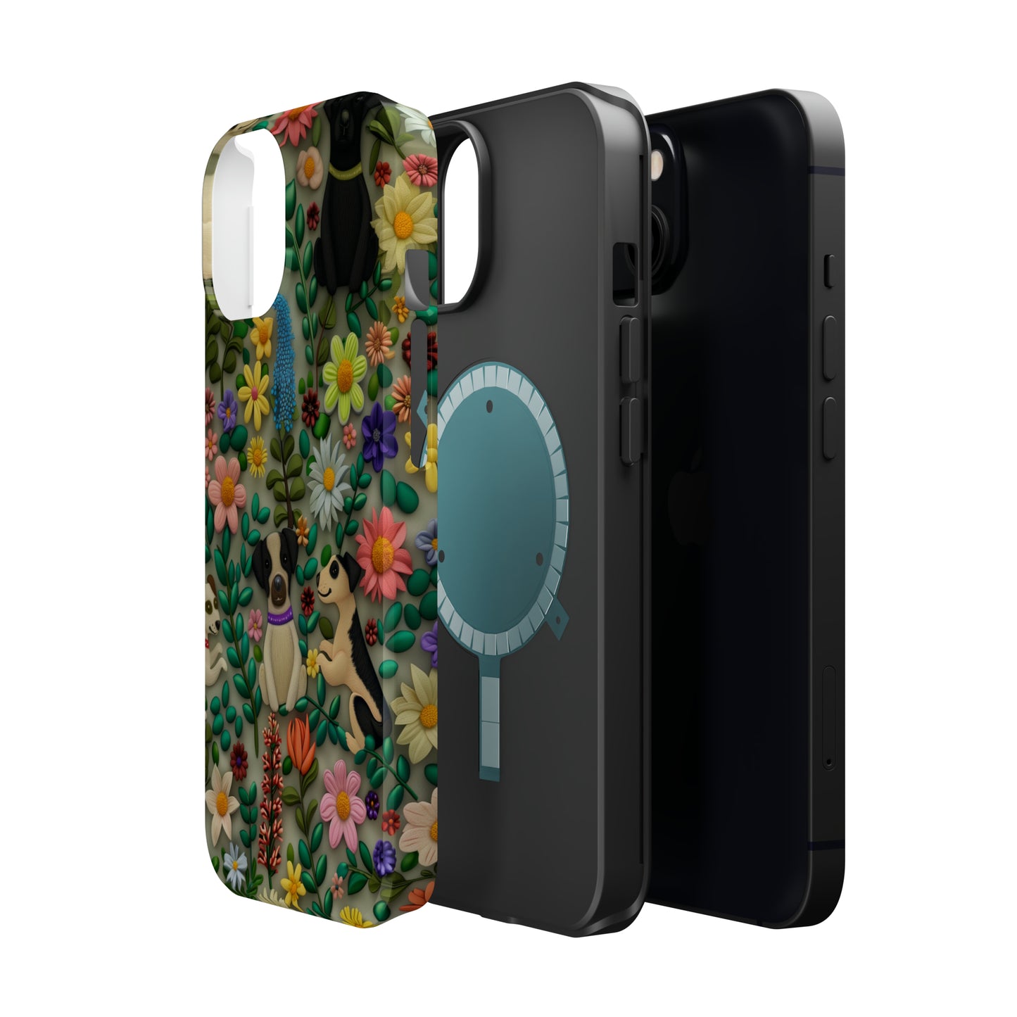 MagSafe Tough Case - Dogs and Flowers Whimsical Colorful Design Dog iPhone Case - Pets on Merch