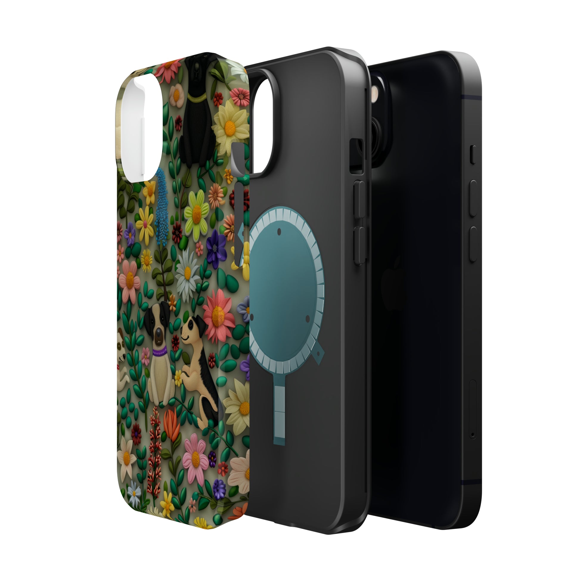MagSafe Tough Case - Dogs and Flowers Whimsical Colorful Design Dog iPhone Case - Pets on Merch
