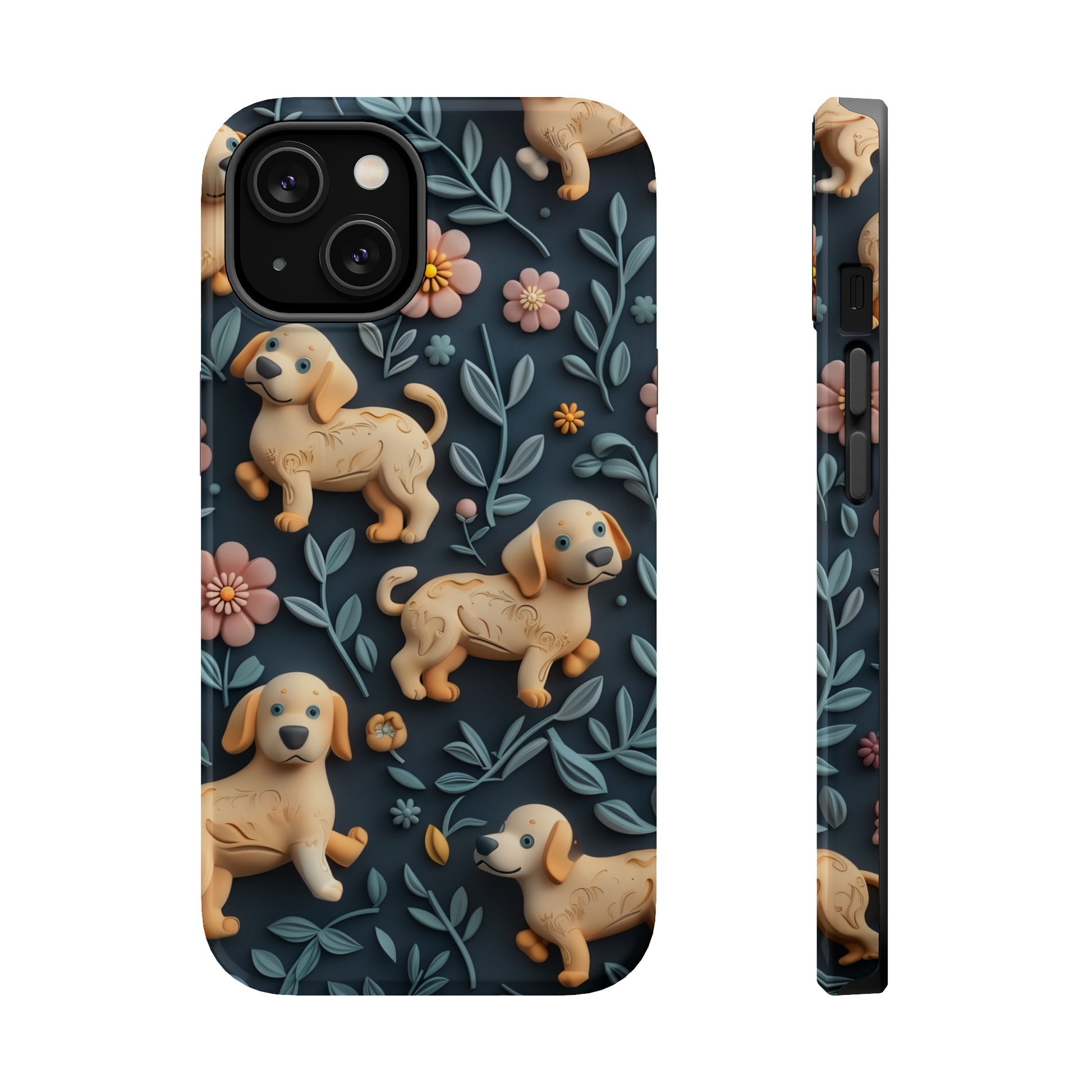 MagSafe Tough Case - Dogs and Plants 3D Clay Design Dog iPhone Case - Pets on Merch