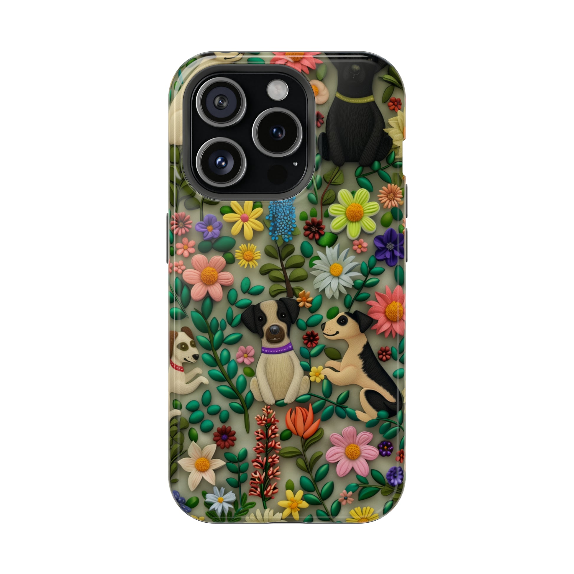 MagSafe Tough Case - Dogs and Flowers Whimsical Colorful Design Dog iPhone Case - Pets on Merch