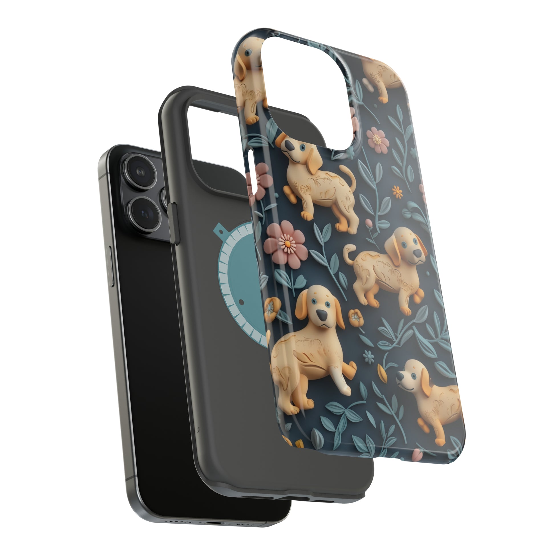 MagSafe Tough Case - Dogs and Plants 3D Clay Design Dog iPhone Case - Pets on Merch