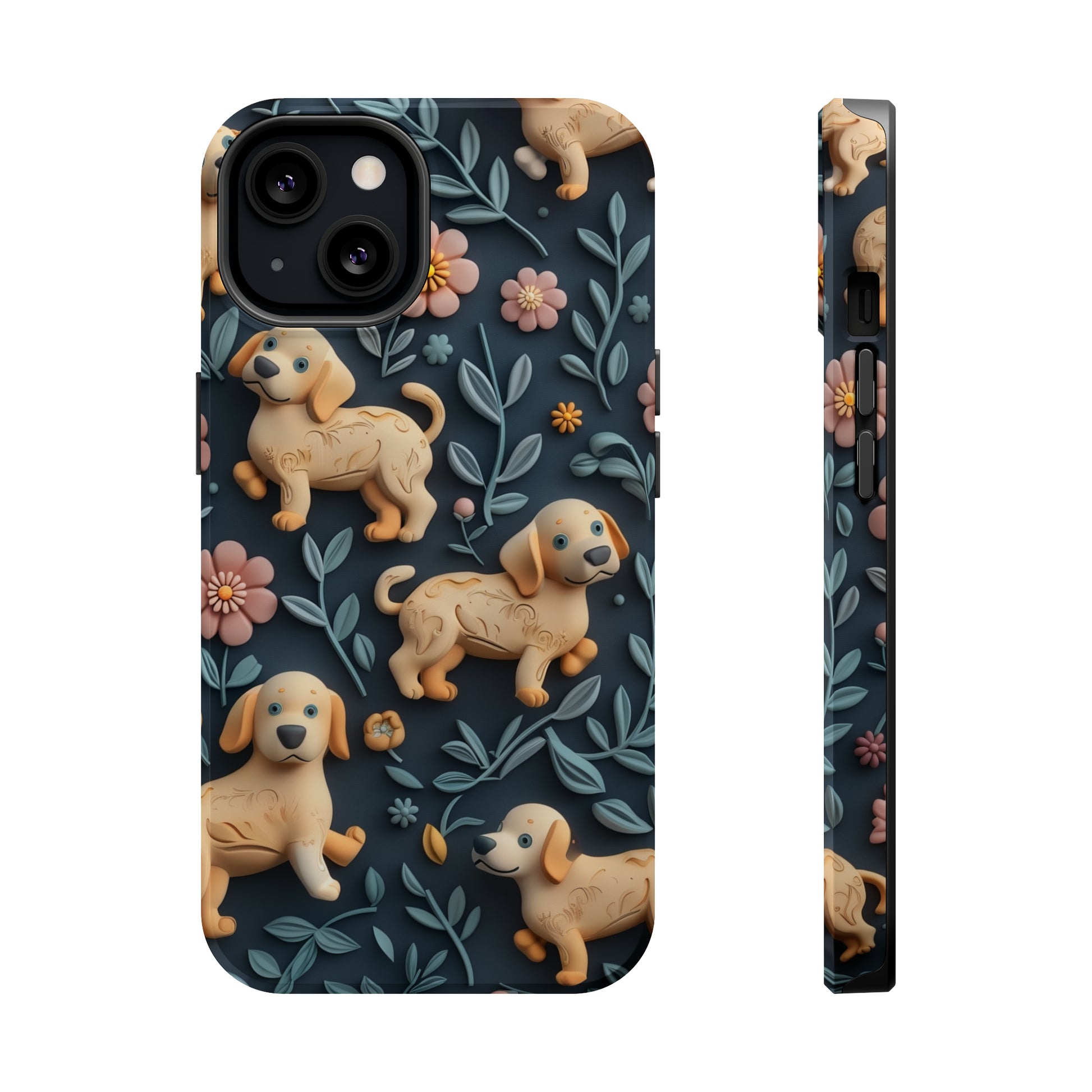 MagSafe Tough Case - Dogs and Plants 3D Clay Design Dog iPhone Case - Pets on Merch