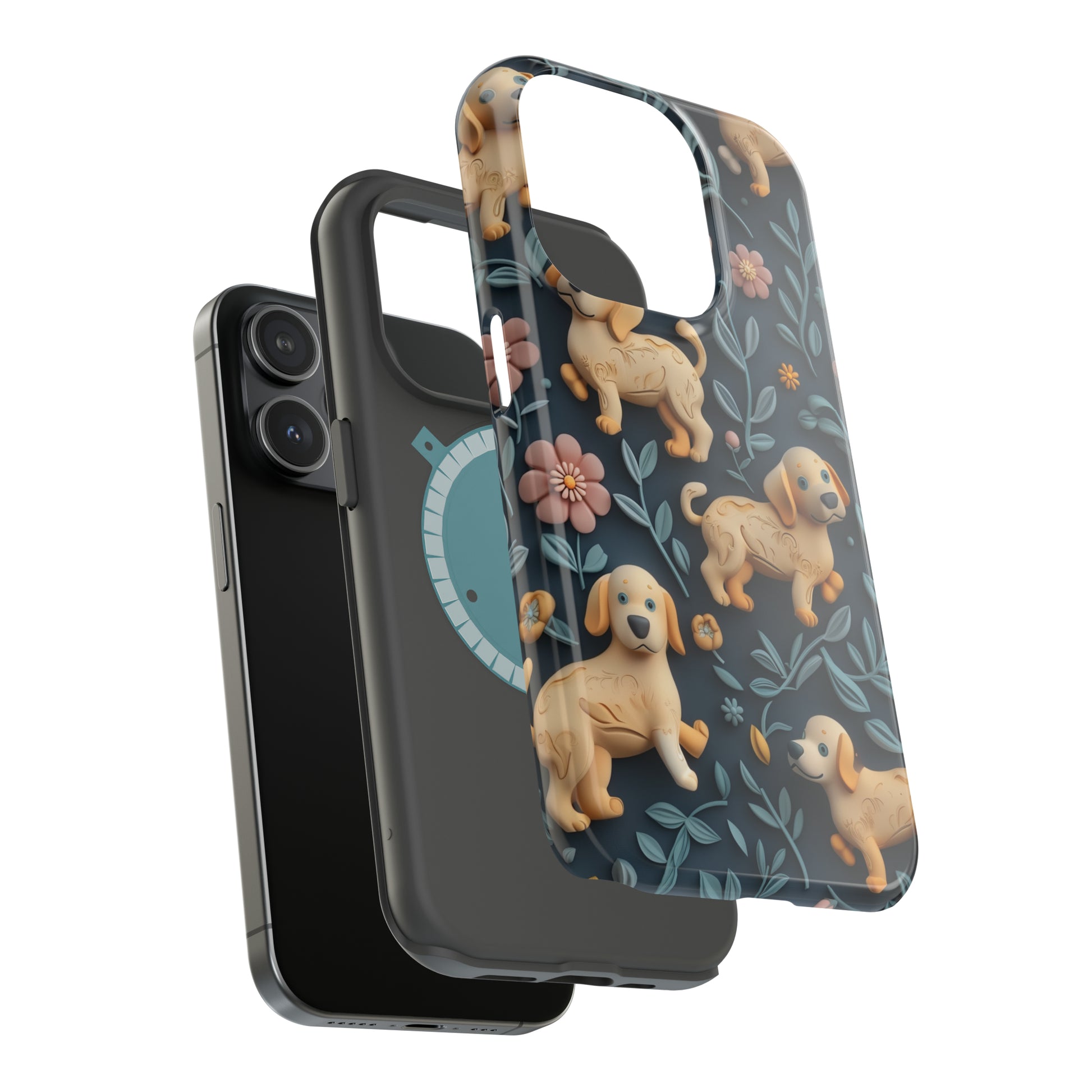 MagSafe Tough Case - Dogs and Plants 3D Clay Design Dog iPhone Case - Pets on Merch