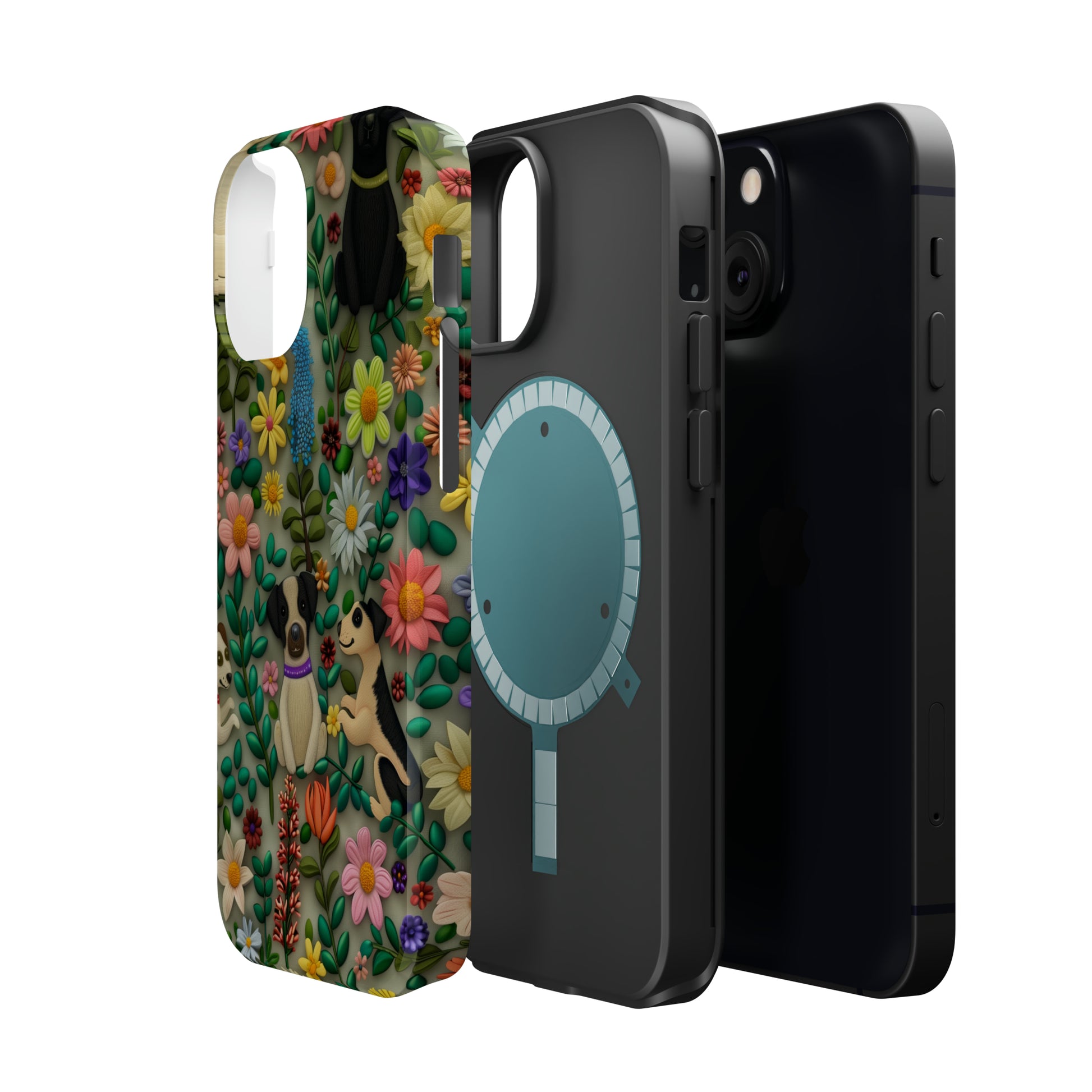 MagSafe Tough Case - Dogs and Flowers Whimsical Colorful Design Dog iPhone Case - Pets on Merch