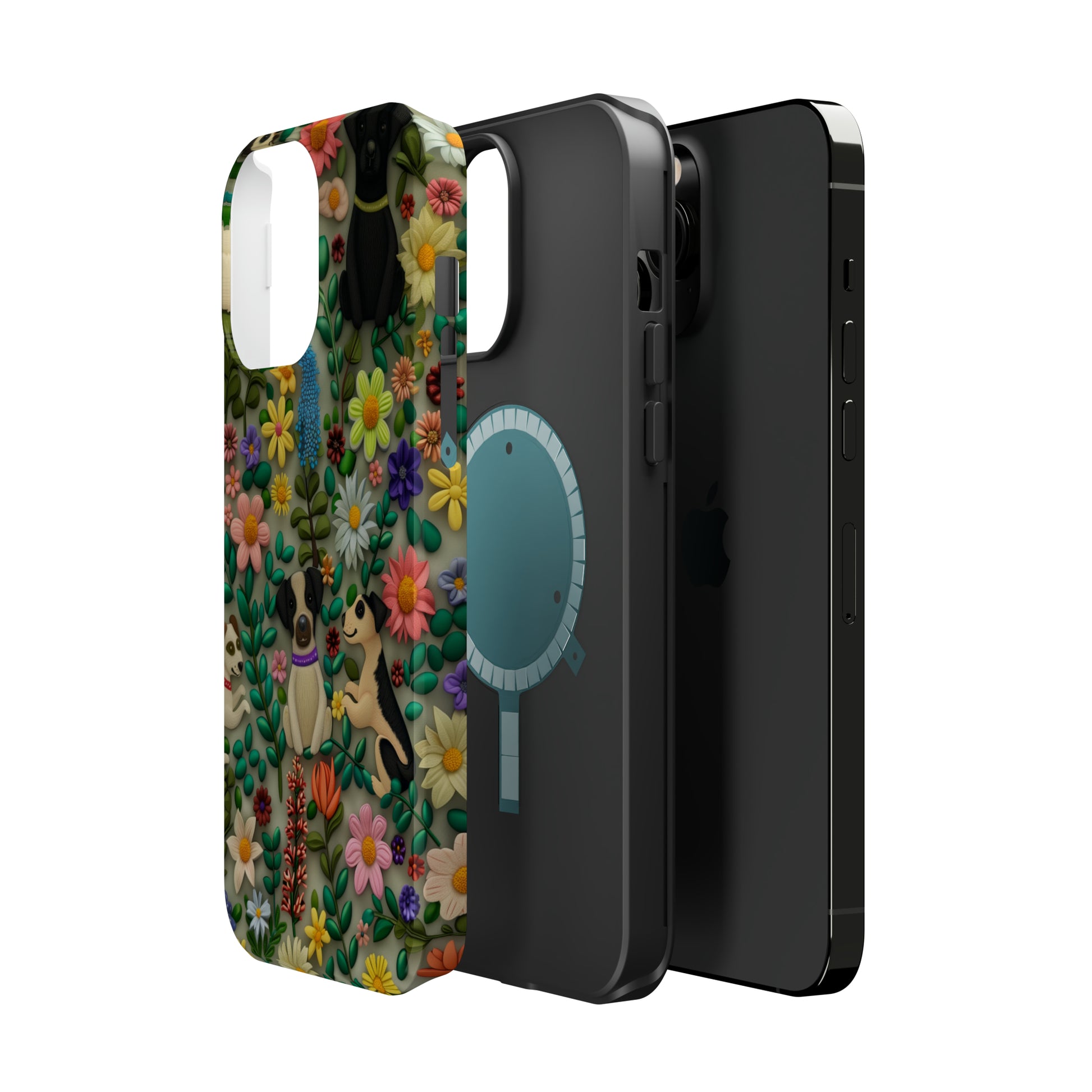 MagSafe Tough Case - Dogs and Flowers Whimsical Colorful Design Dog iPhone Case - Pets on Merch