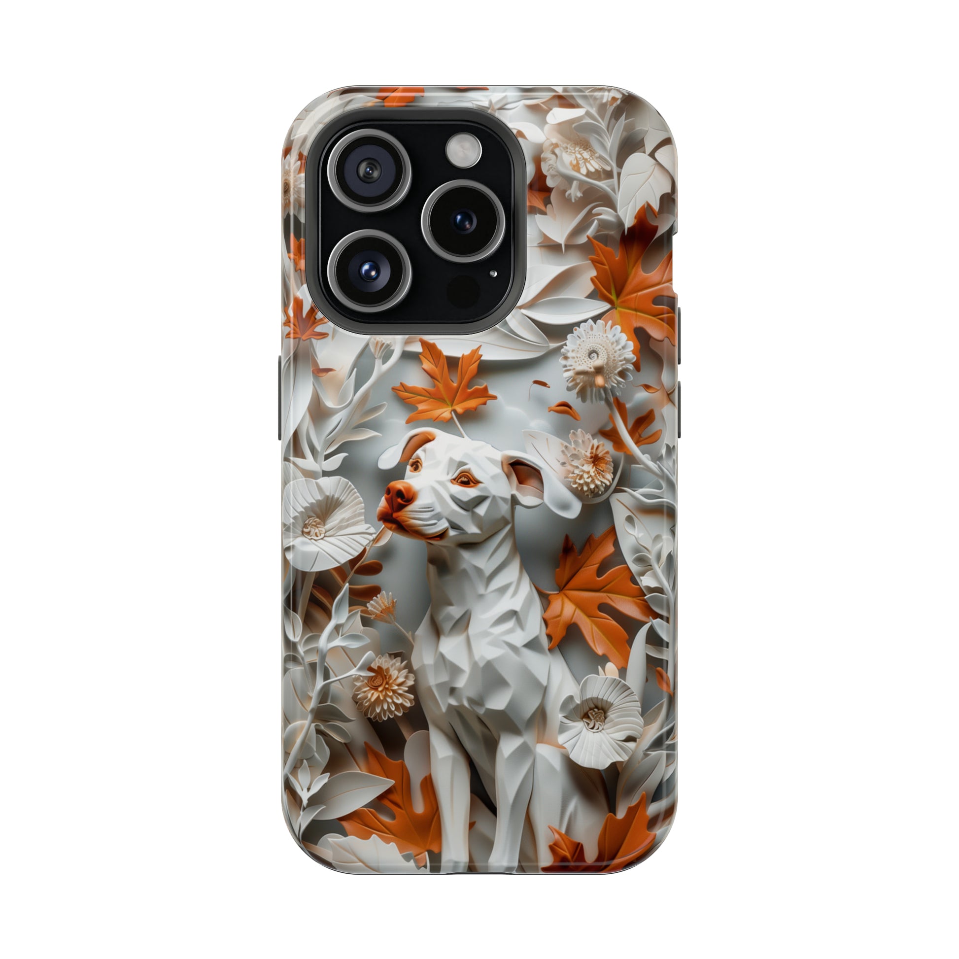 MagSafe Tough Case - Dog and Leaves Paper Sculpture Design Dog iPhone Case - Pets on Merch