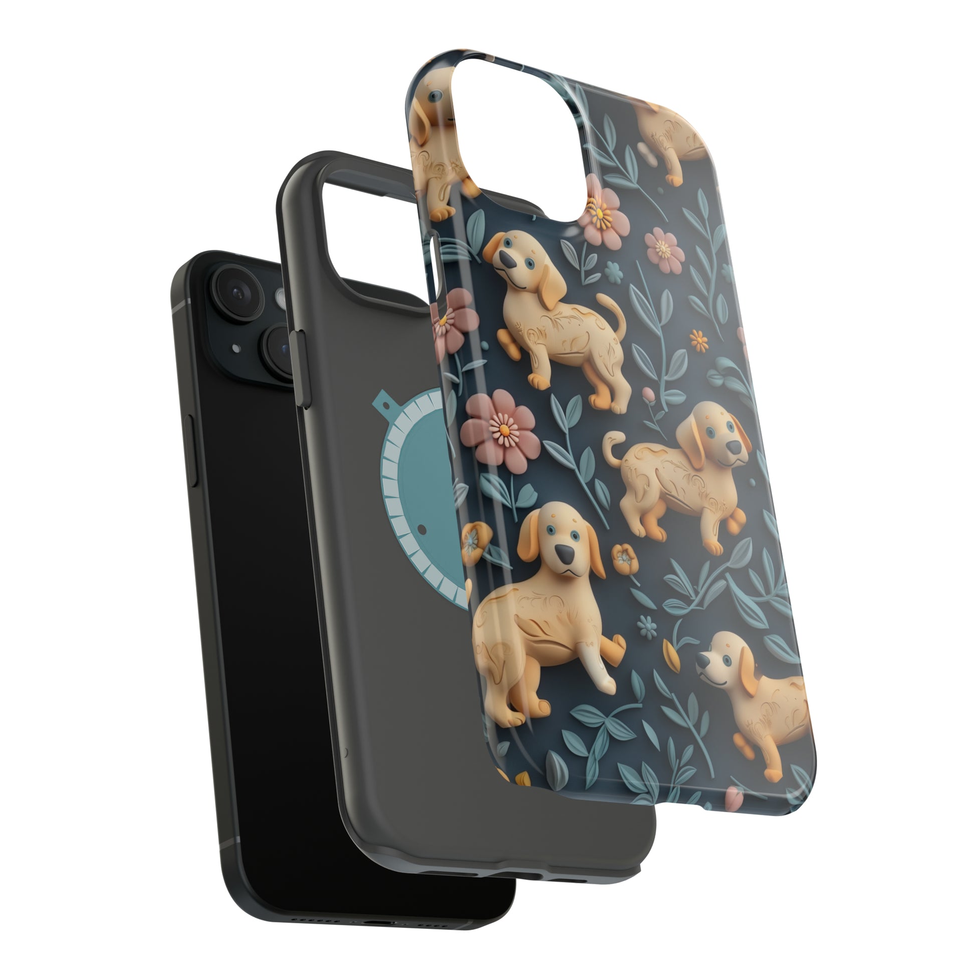 MagSafe Tough Case - Dogs and Plants 3D Clay Design Dog iPhone Case - Pets on Merch
