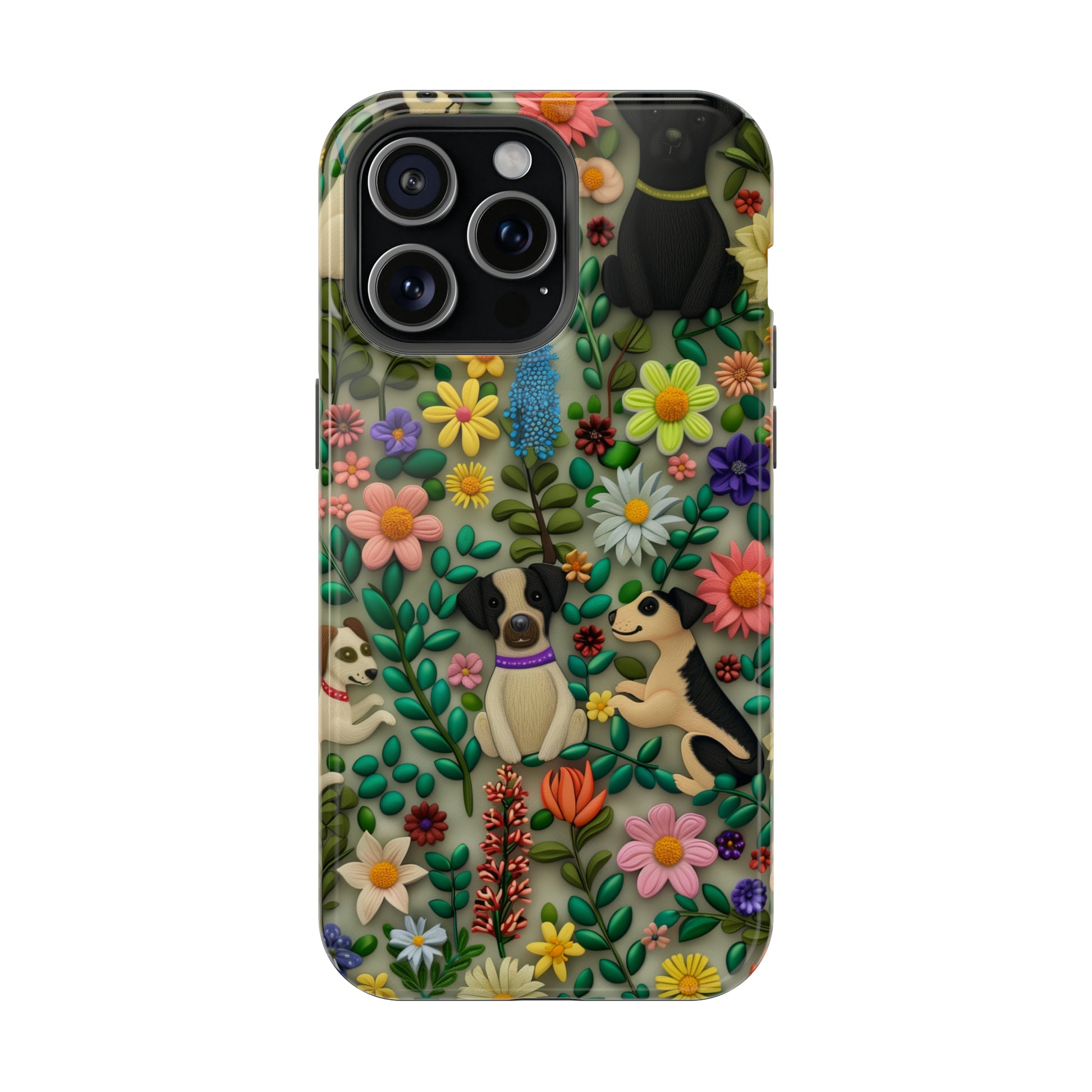 MagSafe Tough Case - Dogs and Flowers Whimsical Colorful Design Dog iPhone Case - Pets on Merch