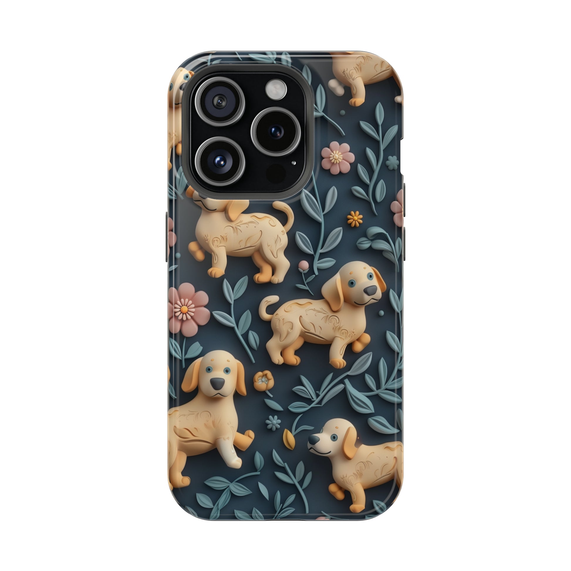 MagSafe Tough Case - Dogs and Plants 3D Clay Design Dog iPhone Case - Pets on Merch