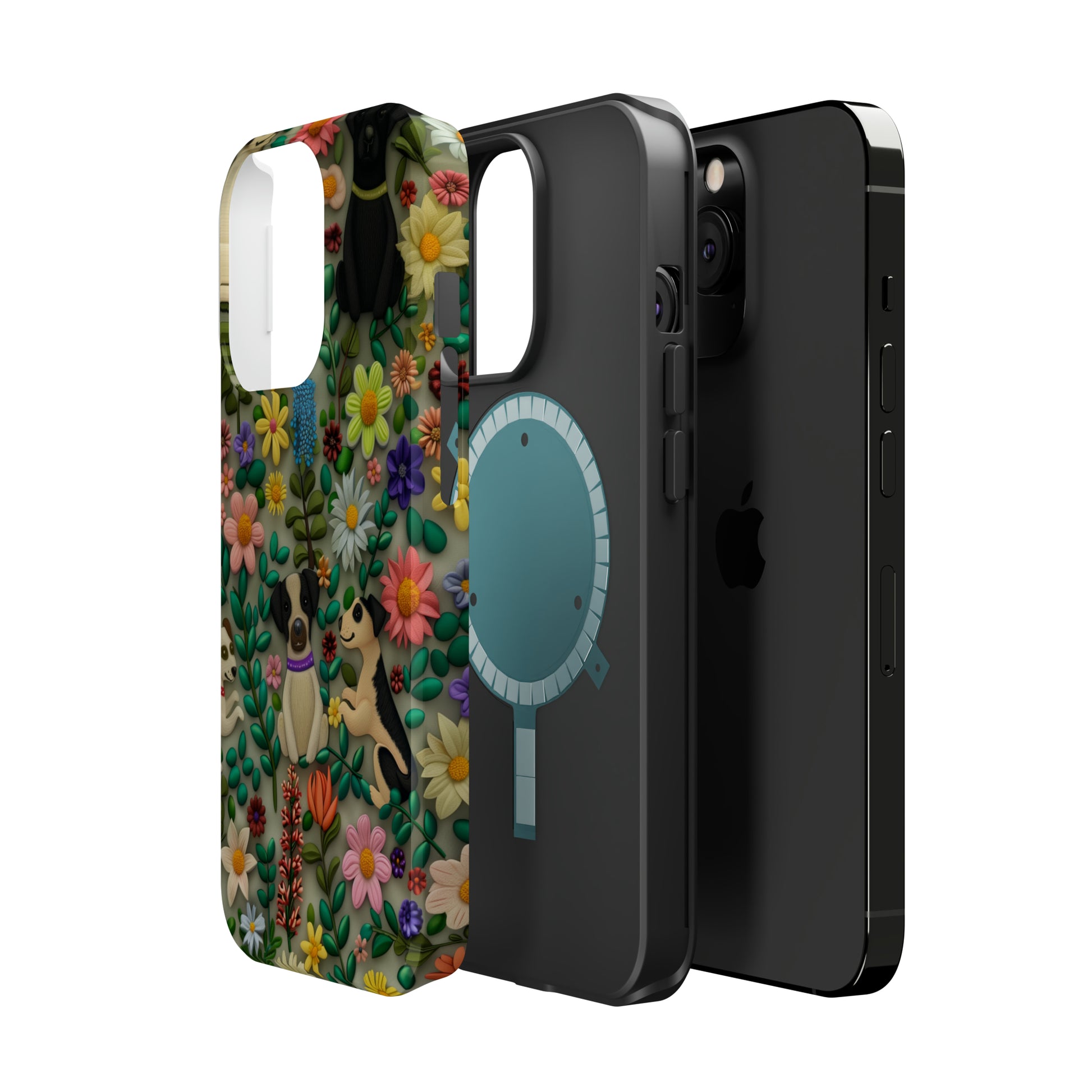 MagSafe Tough Case - Dogs and Flowers Whimsical Colorful Design Dog iPhone Case - Pets on Merch