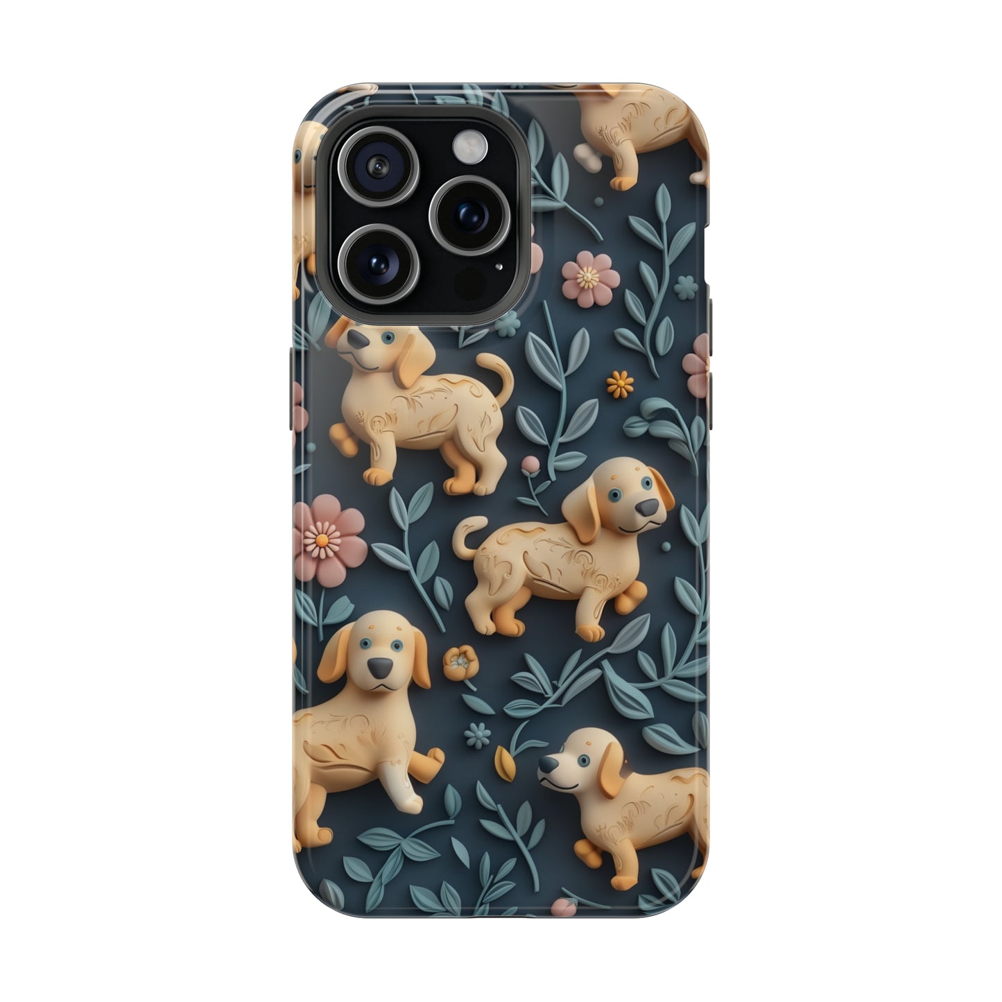 MagSafe Tough Case - Dogs and Plants 3D Clay Design Dog iPhone Case - Pets on Merch