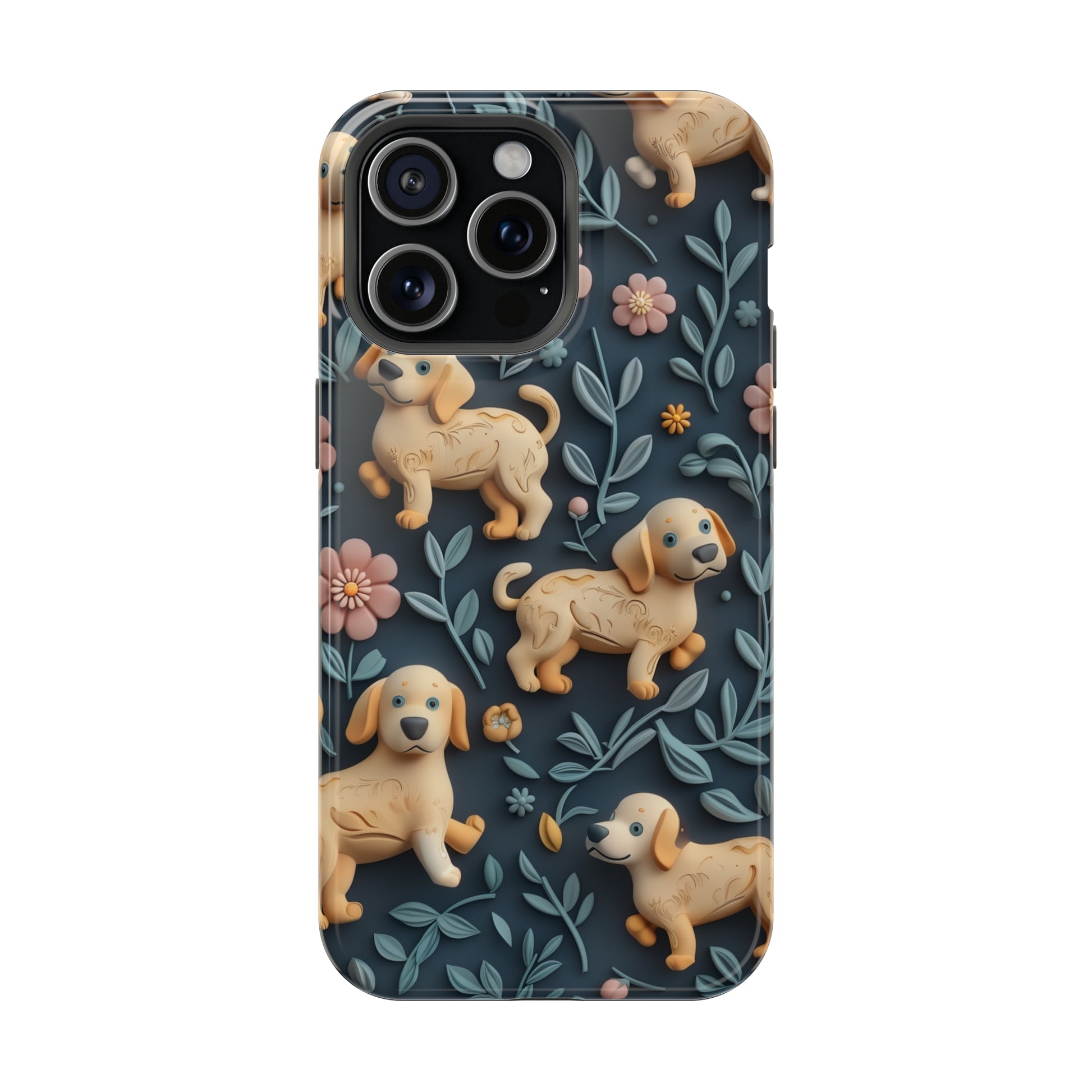 MagSafe Tough Case - Dogs and Plants 3D Clay Design Dog iPhone Case - Pets on Merch