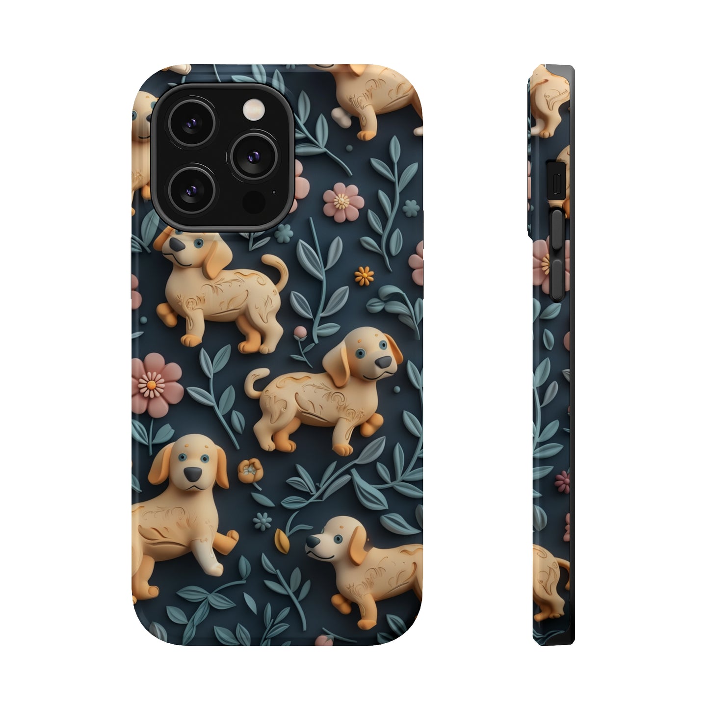 MagSafe Tough Case - Dogs and Plants 3D Clay Design Dog iPhone Case - Pets on Merch