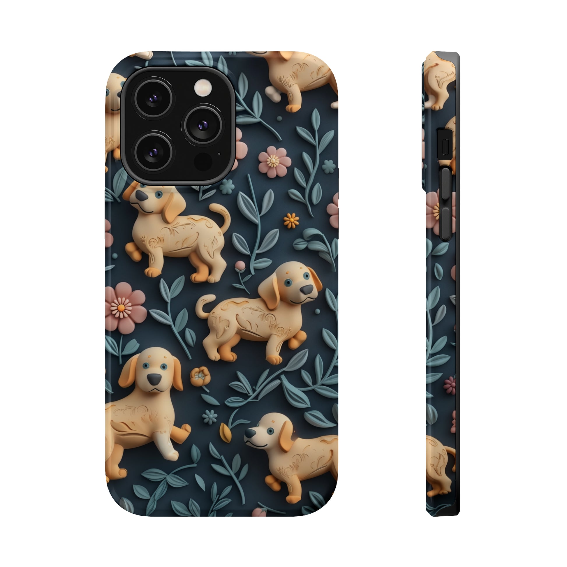 MagSafe Tough Case - Dogs and Plants 3D Clay Design Dog iPhone Case - Pets on Merch