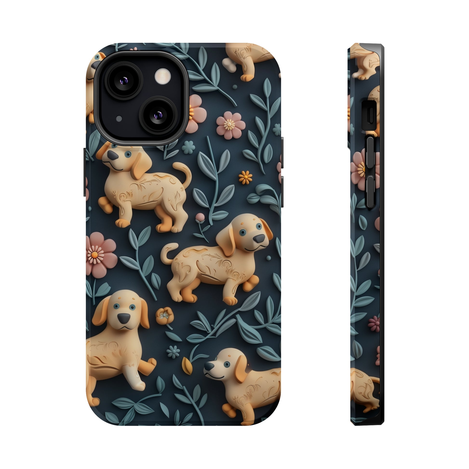 MagSafe Tough Case - Dogs and Plants 3D Clay Design Dog iPhone Case - Pets on Merch
