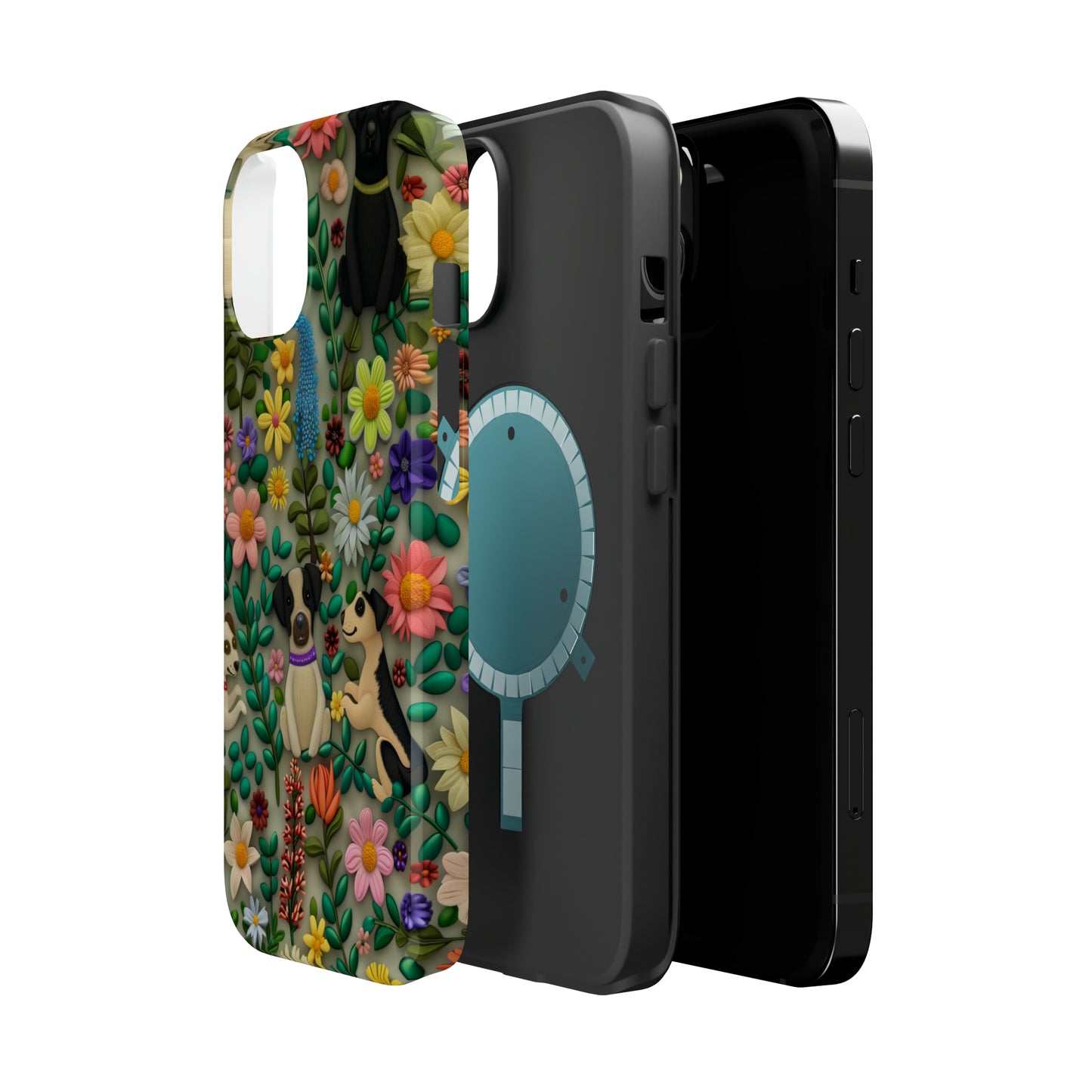 MagSafe Tough Case - Dogs and Flowers Whimsical Colorful Design Dog iPhone Case - Pets on Merch