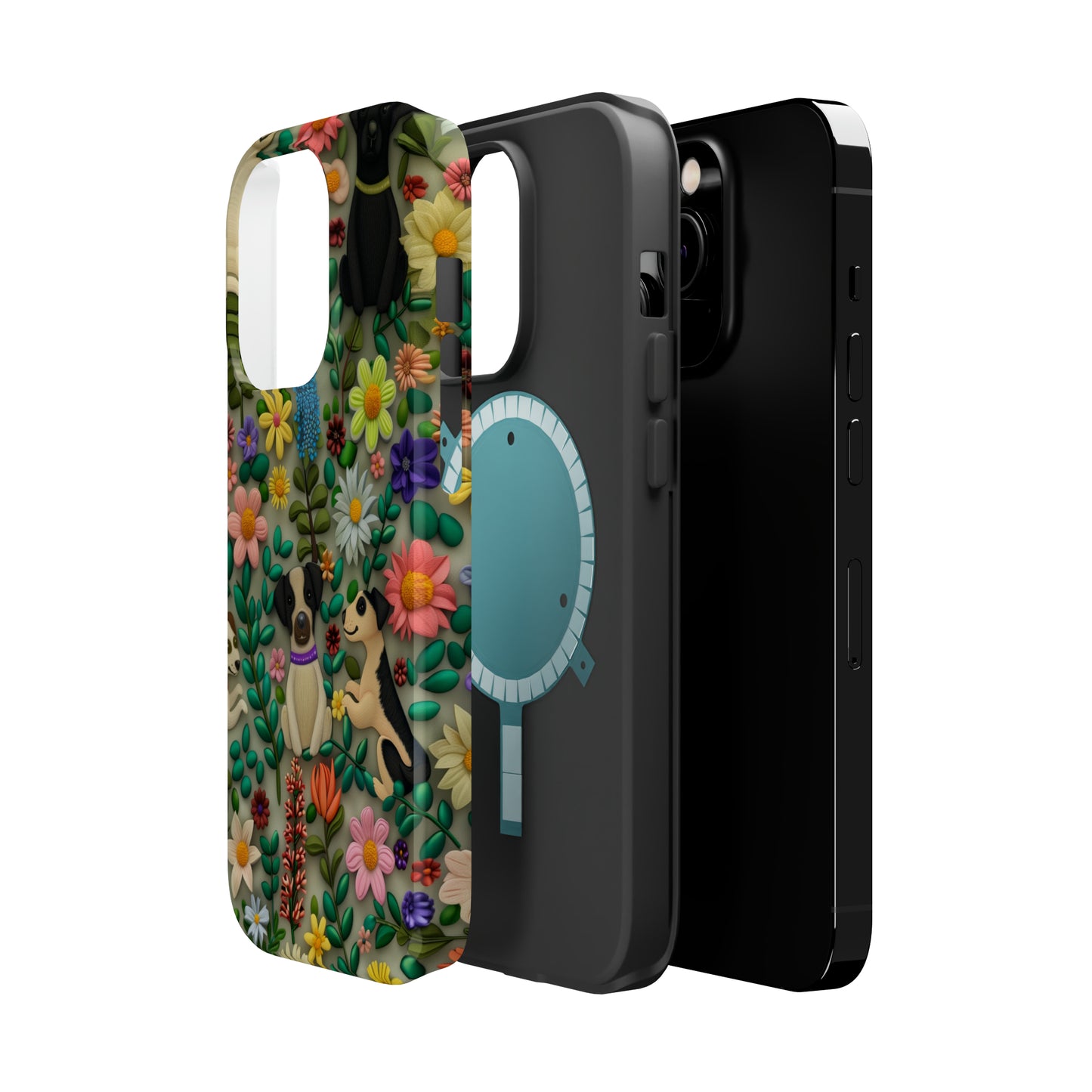MagSafe Tough Case - Dogs and Flowers Whimsical Colorful Design Dog iPhone Case - Pets on Merch