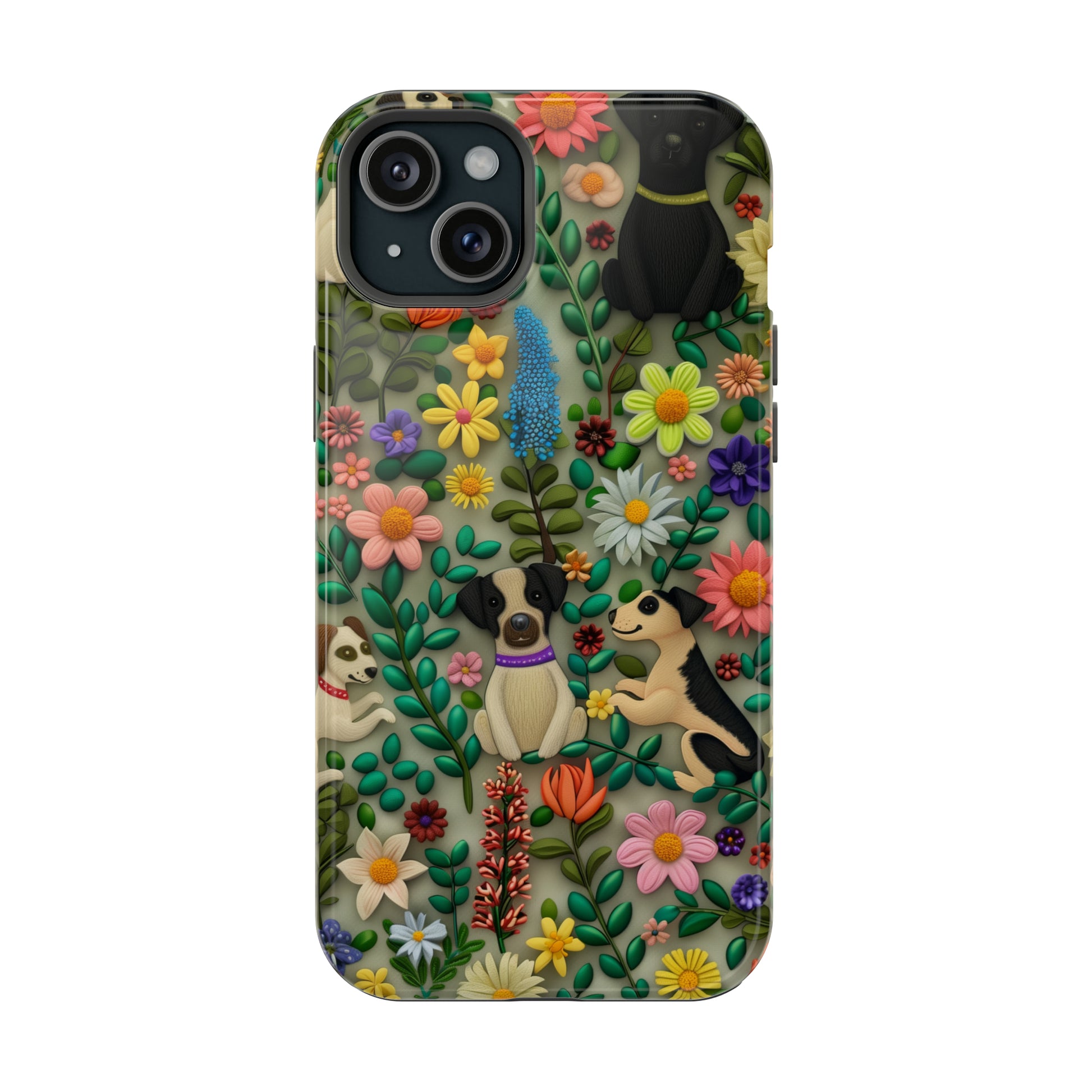 MagSafe Tough Case - Dogs and Flowers Whimsical Colorful Design Dog iPhone Case - Pets on Merch