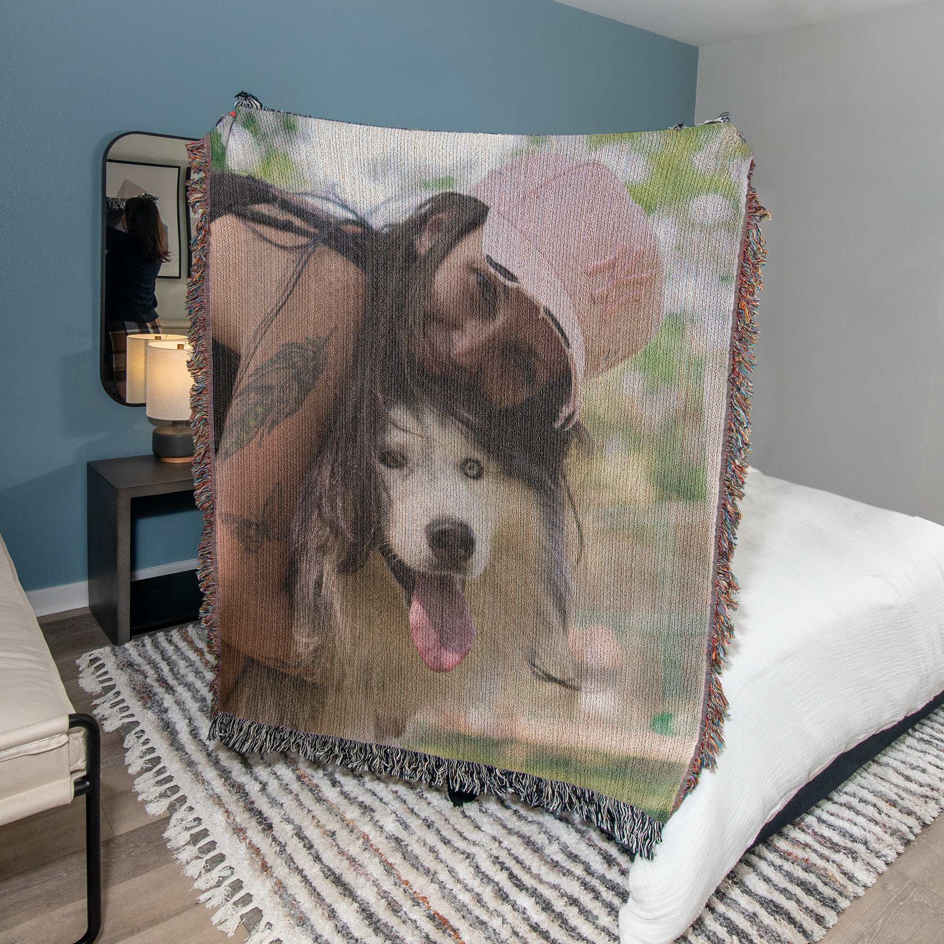 Personalized Pet Photo Woven Blanket - Pets on Merch